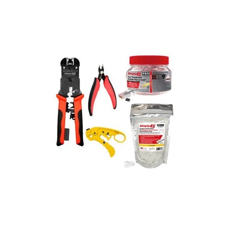 Cable Wholesale ProSeries Pass Through Cat6/6a STP Starter Kit, 1ea (S45-1750P, S45-C101, S45-801,  S45-PSK6S